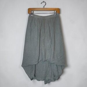 Stella Carakasi Hemp Asymmetrical 3-D Skirt Sage Green Art to Wear Lagenlook XS